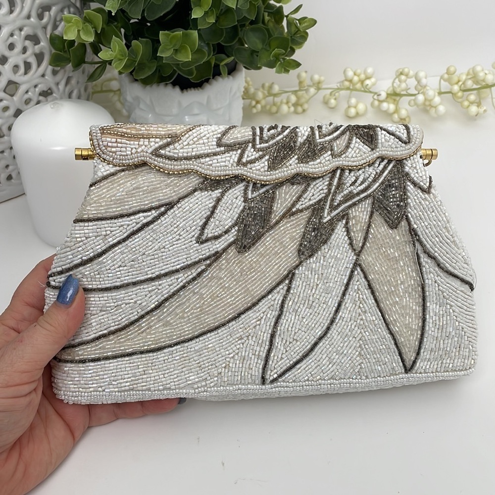Rare Hand Breaded Vintage Clutch Bag Purse Read - Picture 2 of 16